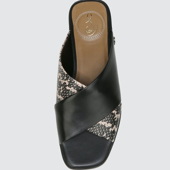 SAM EDELMAN | IDINA LEATHER BLACK SESAME SLIDE SANDAL SIZE 6 FAUX SNAKESKIN - Picture 3 of 9